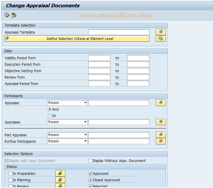 SAP TCode S_AHR_61015537 - Display Appraisal