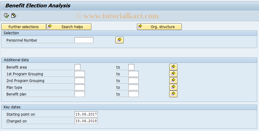 SAP TCode S_AHR_61015552 - Benefits Selection Analysis