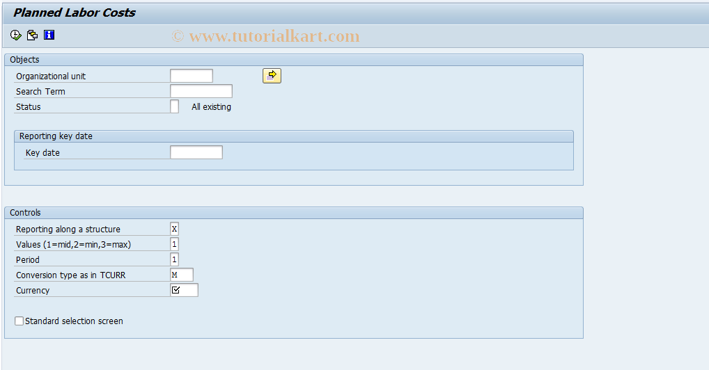 SAP TCode S_AHR_61015558 - Planned Labor Costs