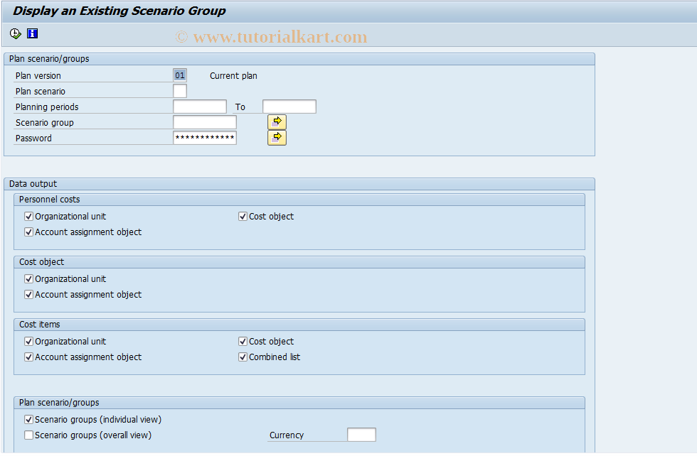 SAP TCode S_AHR_61015559 - Display an Existing Scenario Group