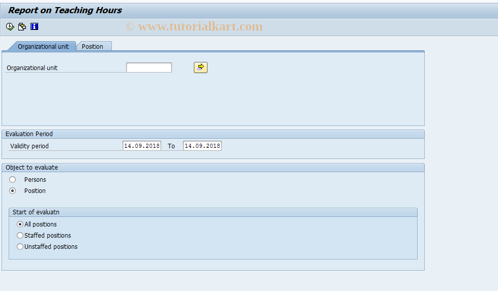 SAP TCode S_AHR_61015571 - Report on teaching hours