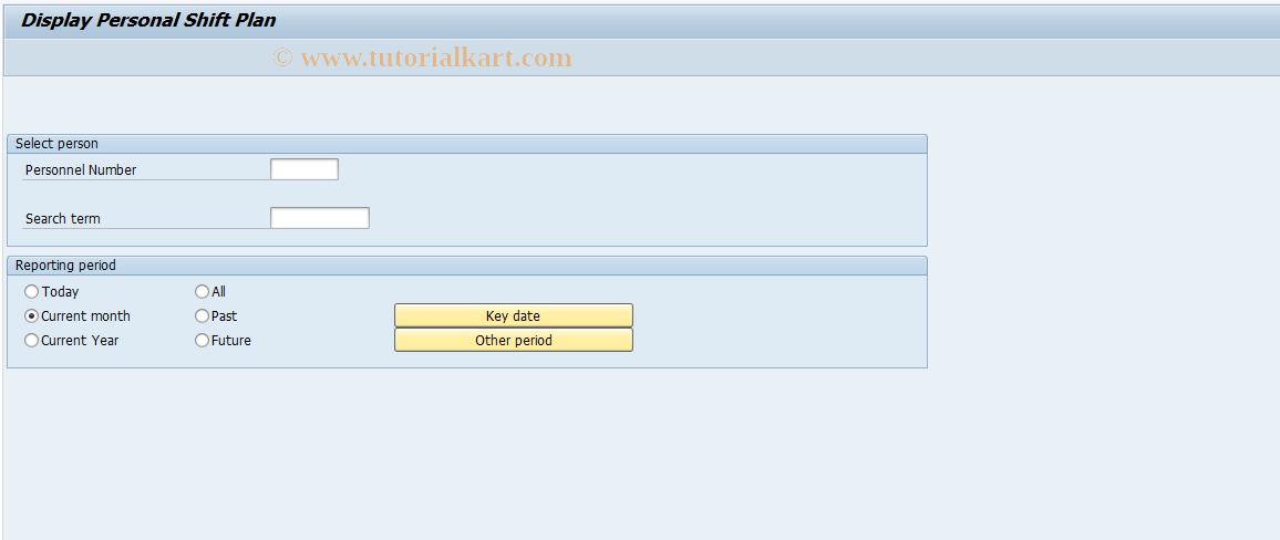 SAP TCode S_AHR_61015575 - Display personal shift plan