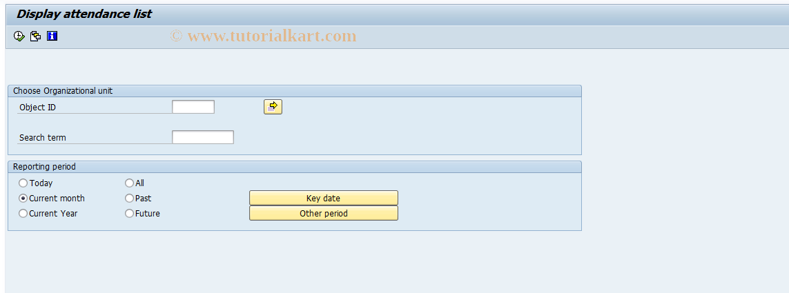 SAP TCode S_AHR_61015576 - Display attendance list