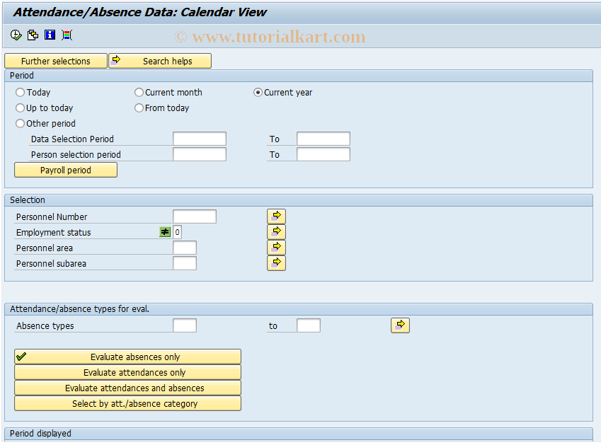 SAP TCode S_AHR_61015583 - Att./Absence Data: Calendar View