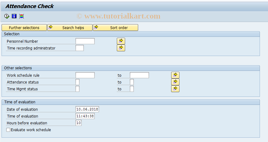 SAP TCode S_AHR_61015584 - Attendance Check