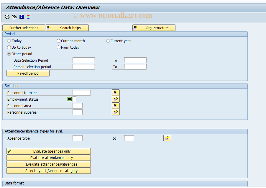 SAP TCode S_AHR_61015588 - Attendance/Absence Data: Overview