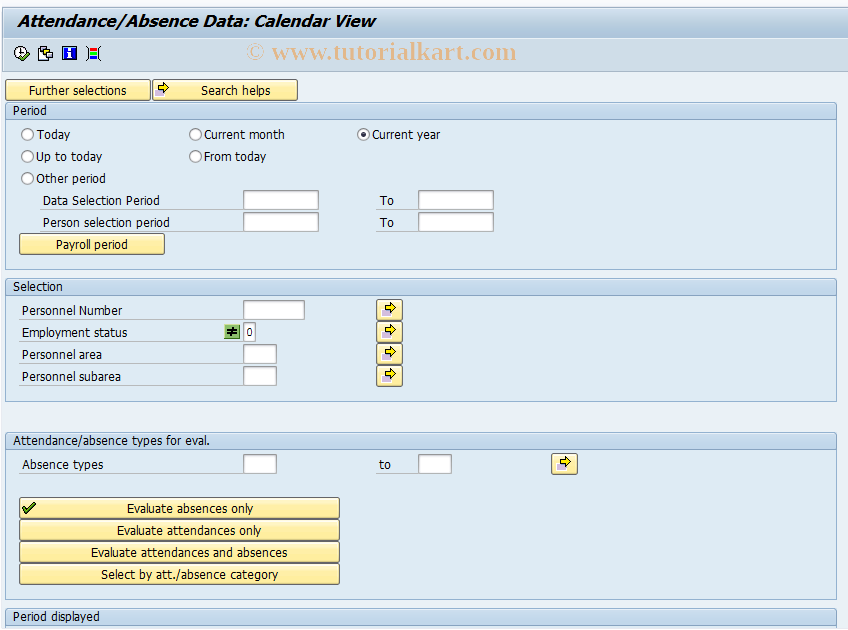 SAP TCode S_AHR_61015589 - Att./Absence Data: Calendar View