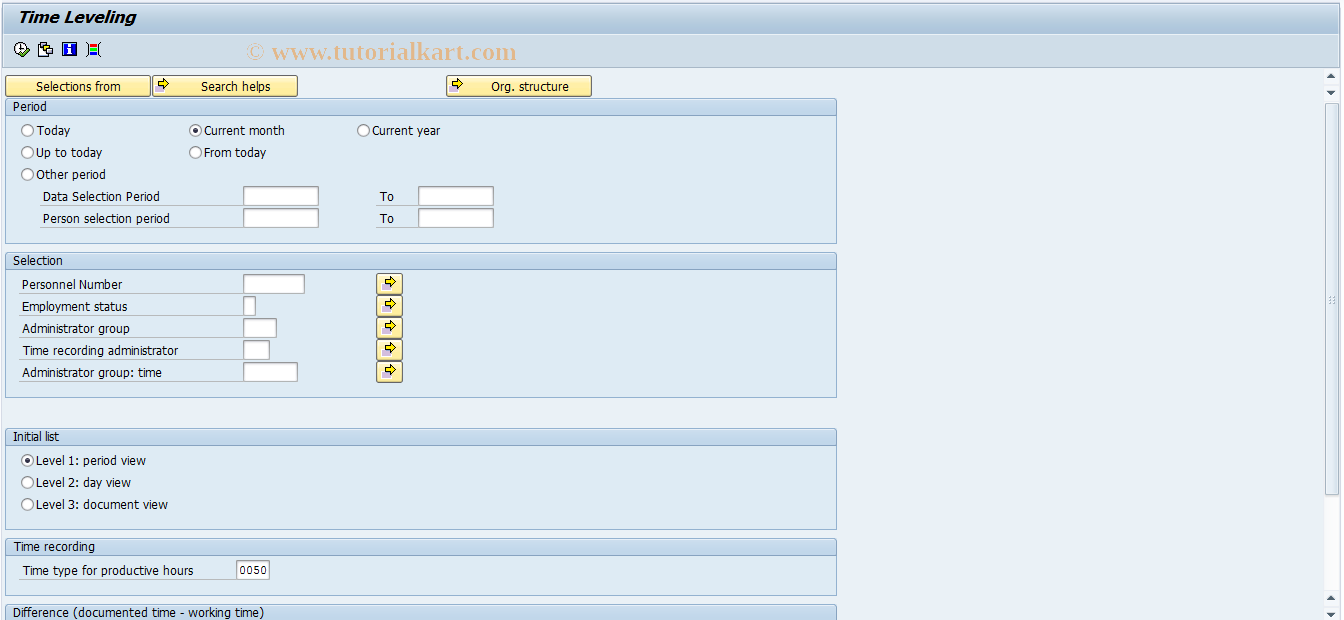 SAP TCode S_AHR_61015592 - Time Leveling