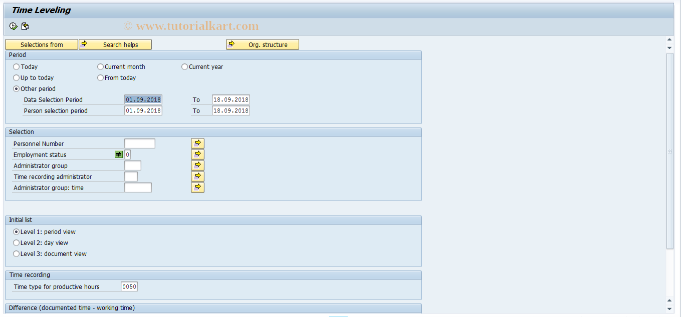 SAP TCode S_AHR_61015593 - Time Leveling