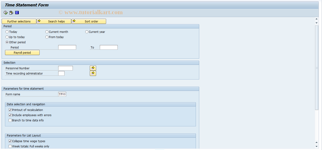 SAP TCode S_AHR_61015596 - Time Statement Form