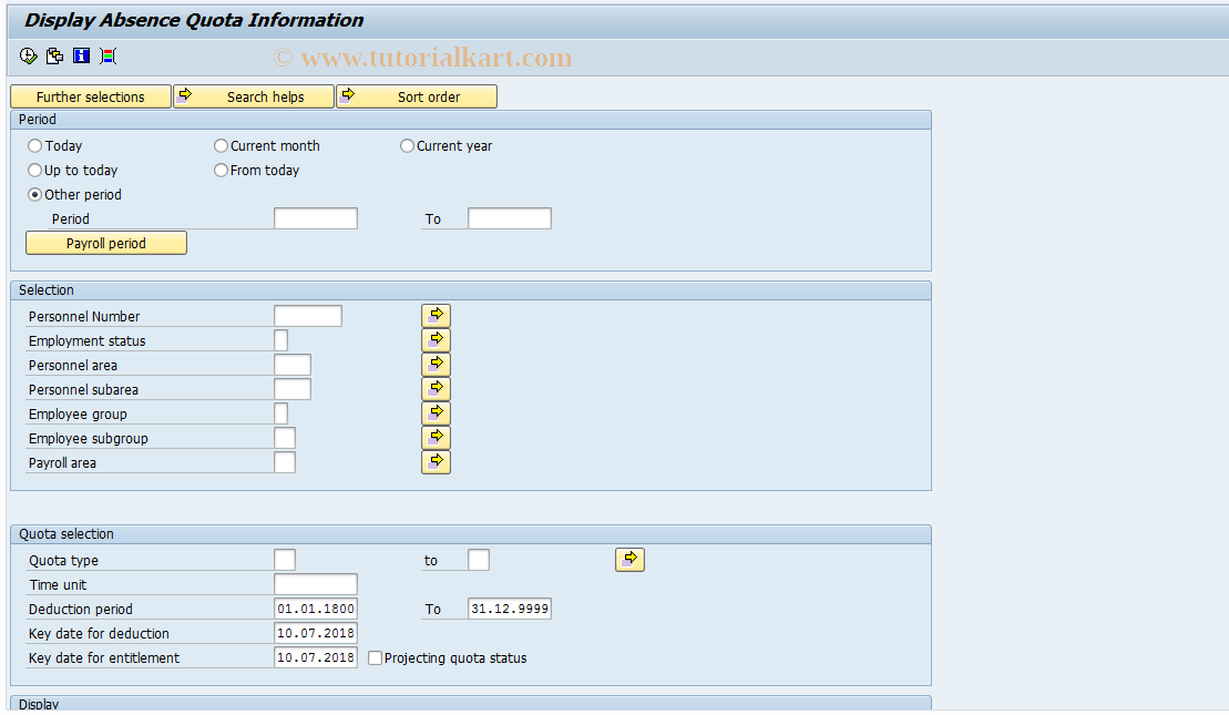 SAP TCode S_AHR_61015599 - Display Absence Quota Information