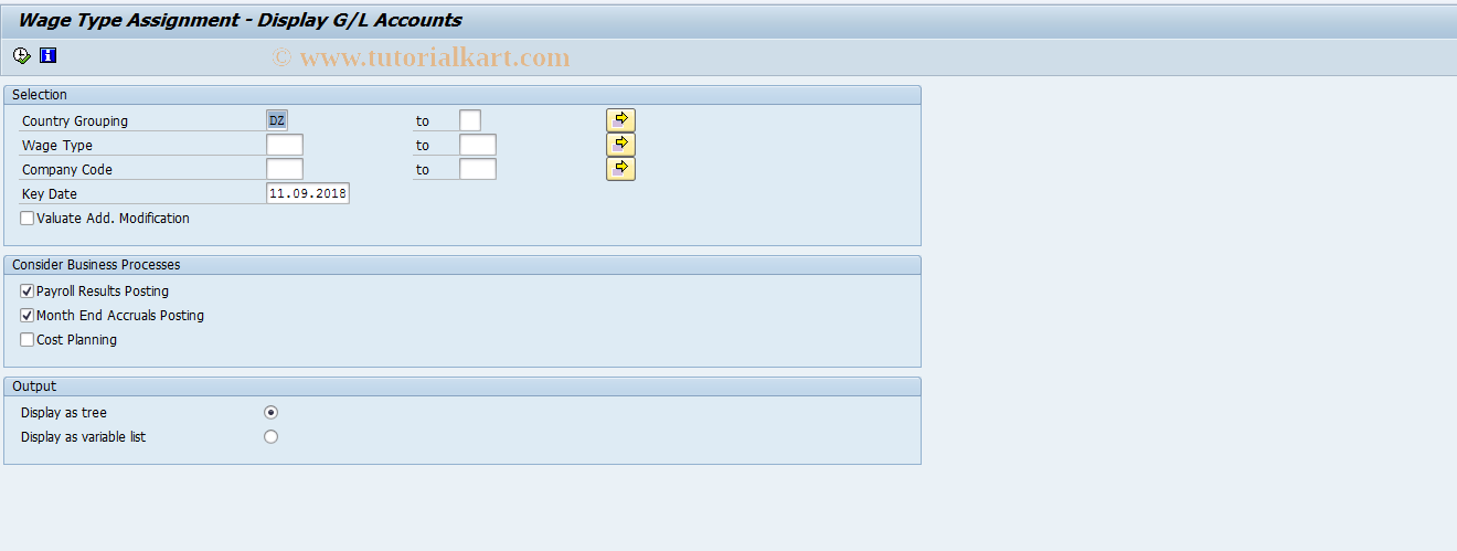 SAP TCode S_AHR_61015625 - Posting to Accounting: Wage Type