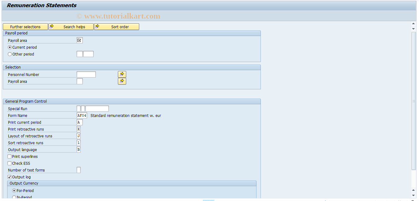 SAP TCode S_AHR_61015628 - Remuneration Statements