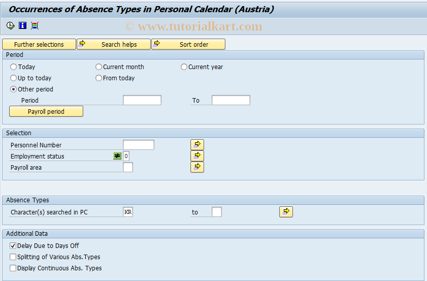 SAP TCode S_AHR_61015632 - Absence Types Occuring in Personal C