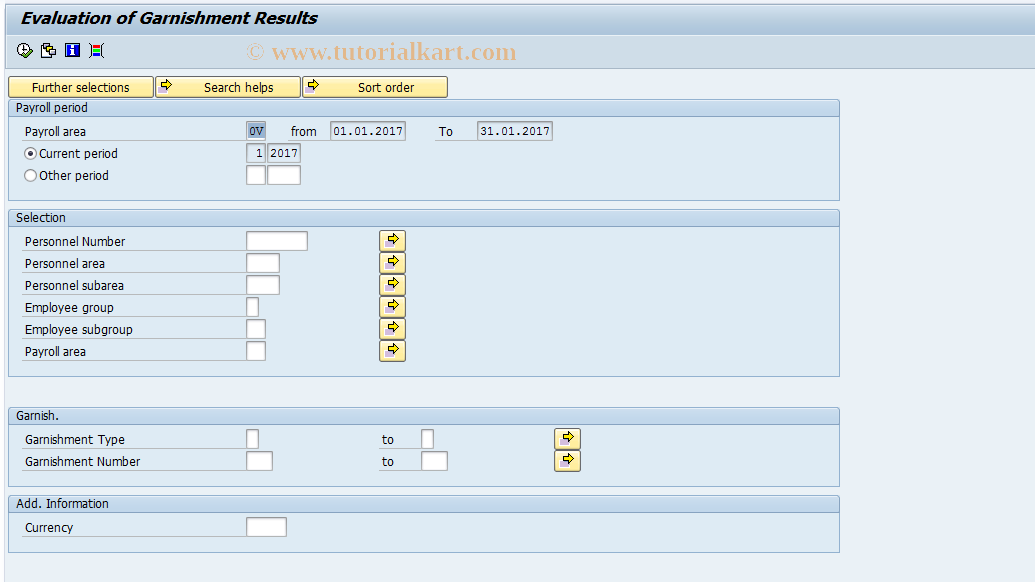 SAP TCode S_AHR_61015633 - Evaluation of Garnishment Results