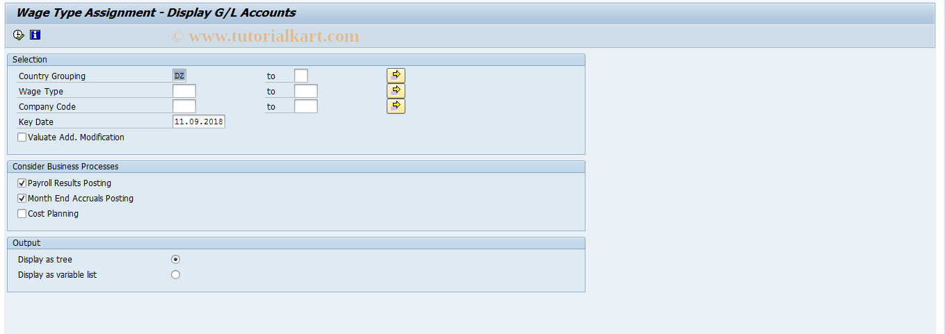 SAP TCode S_AHR_61015637 - Posting to Accounting: Wage Type