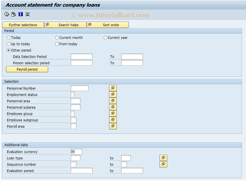 SAP TCode S_AHR_61015640 - Account Statement for Company Loans