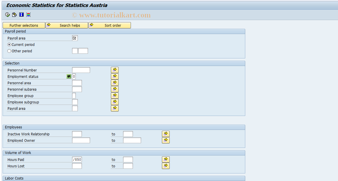 SAP TCode S_AHR_61015641 - Economic Statistics for Central Off.