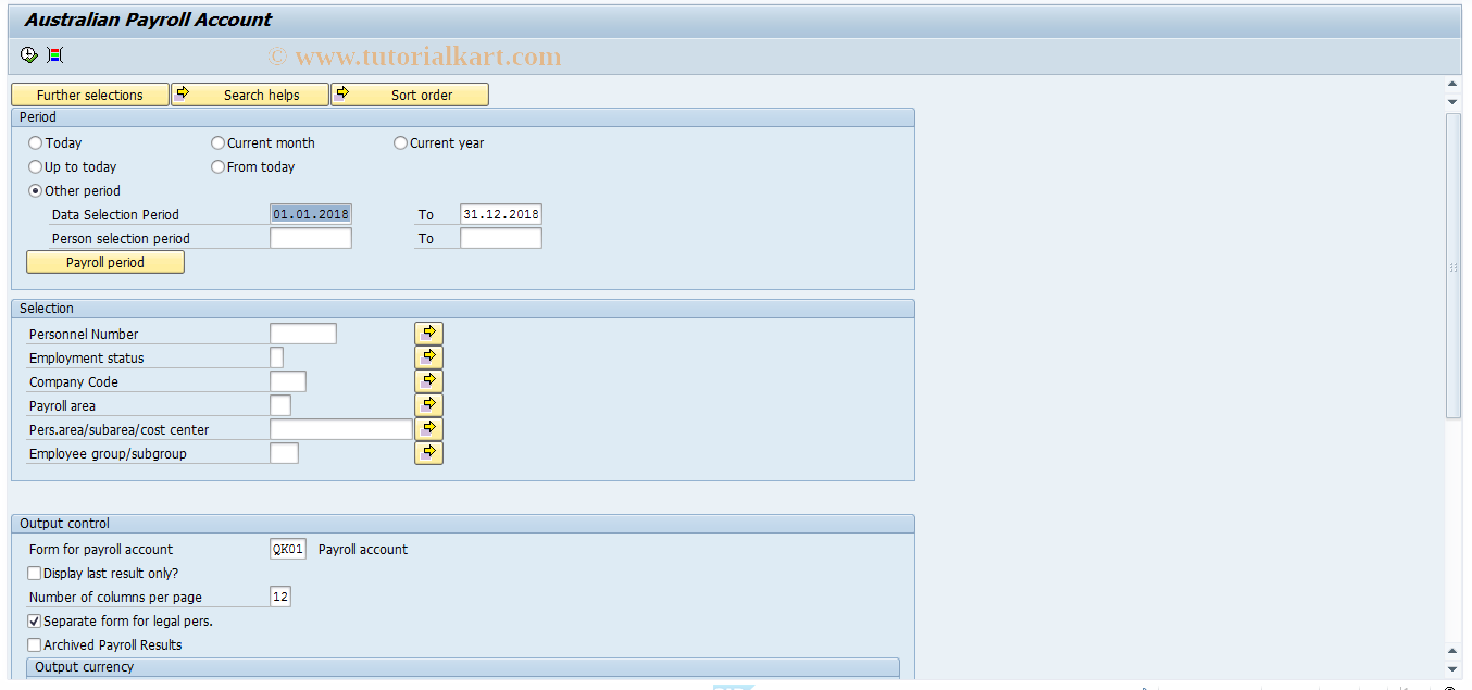 SAP TCode S_AHR_61015645 - Payroll Accounts