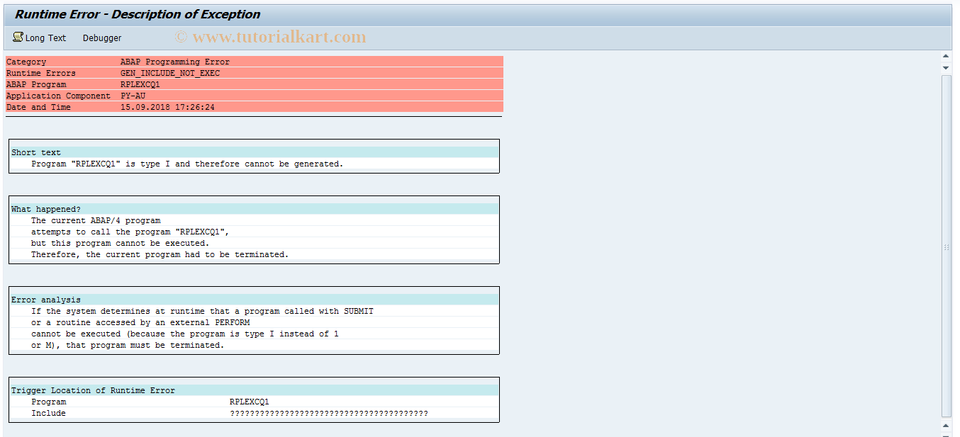 SAP TCode S_AHR_61015650 - RPLEXCQ1