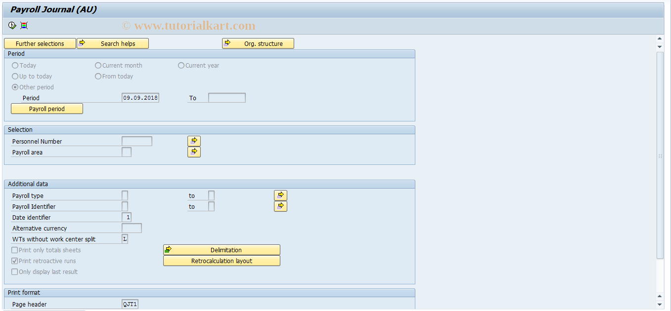 SAP TCode S_AHR_61015659 - Payroll Journal (AU)