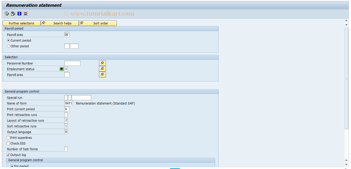 SAP TCode S_AHR_61015711 - Remuneration Statements