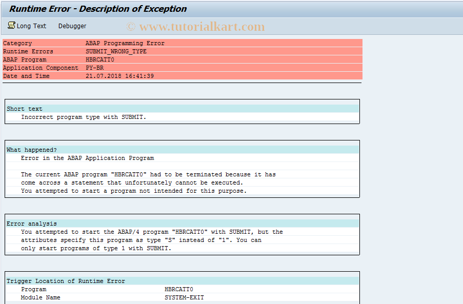 SAP TCode S_AHR_61015737 - HBRCATT0