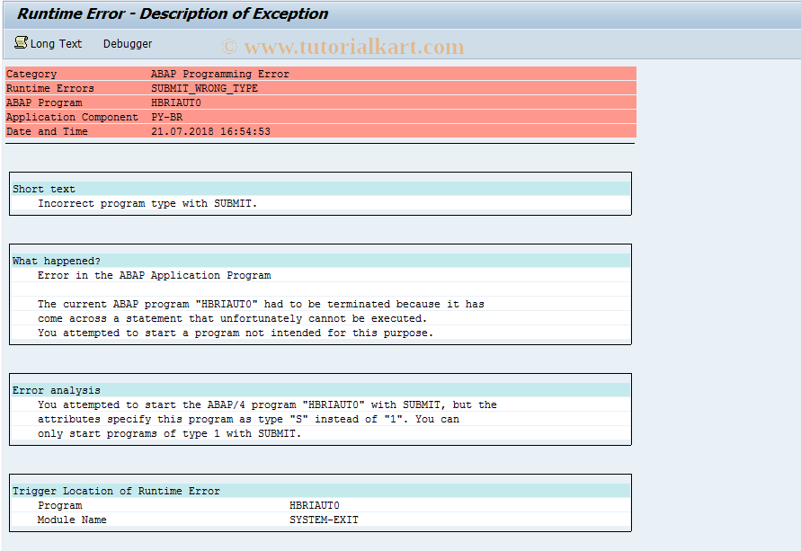 SAP TCode S_AHR_61015743 - HBRIAUT0