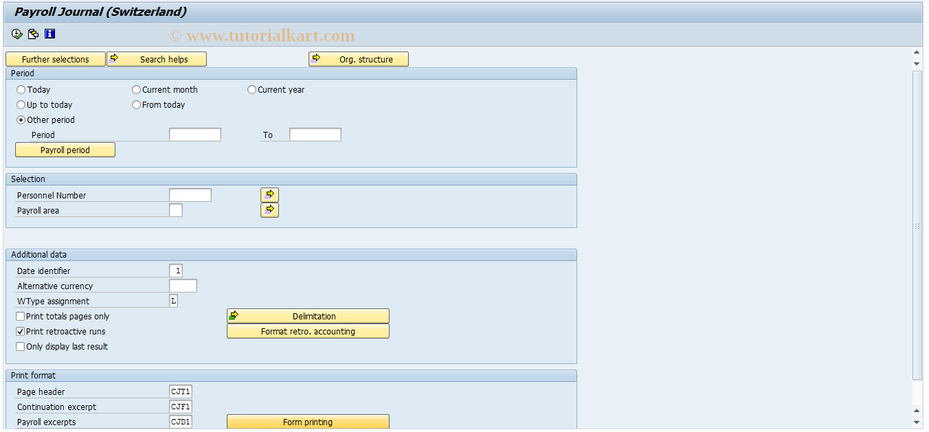 SAP TCode S_AHR_61015773 - Payroll Journal (Switzerland)