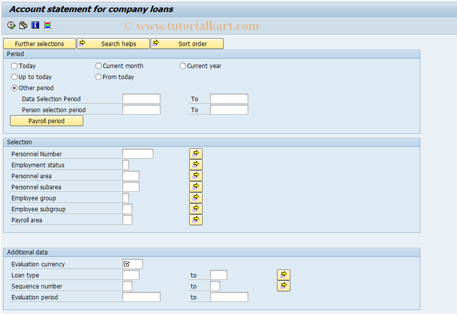 SAP TCode S_AHR_61015779 - Account Statement for Company Loans