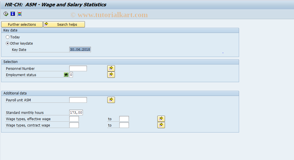 SAP TCode S_AHR_61015780 - HR-CH: ASM - Wage and Salary Stats