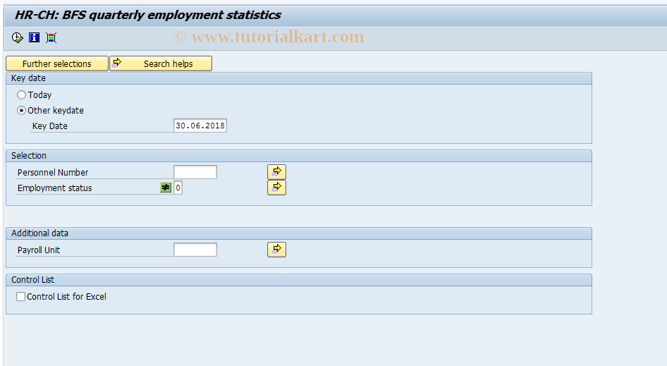 SAP TCode S_AHR_61015781 - HR-CH: BFS Quarterly Employment Stat