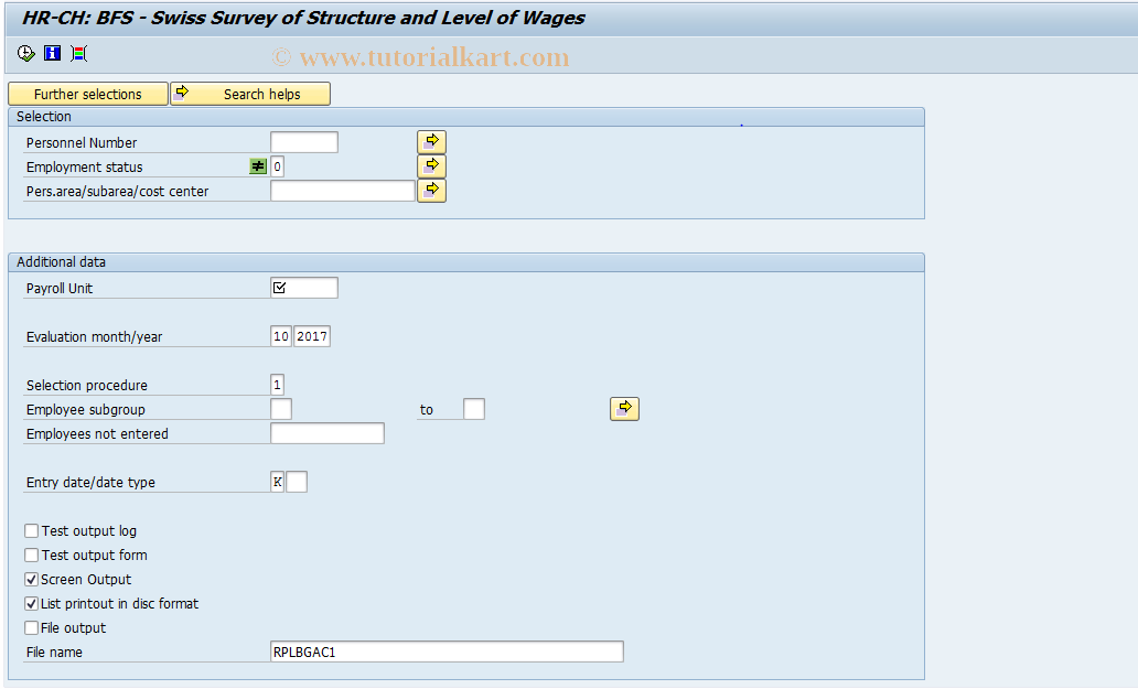 SAP TCode S_AHR_61015782 - HR-CH: BFS statistics on Wage Level