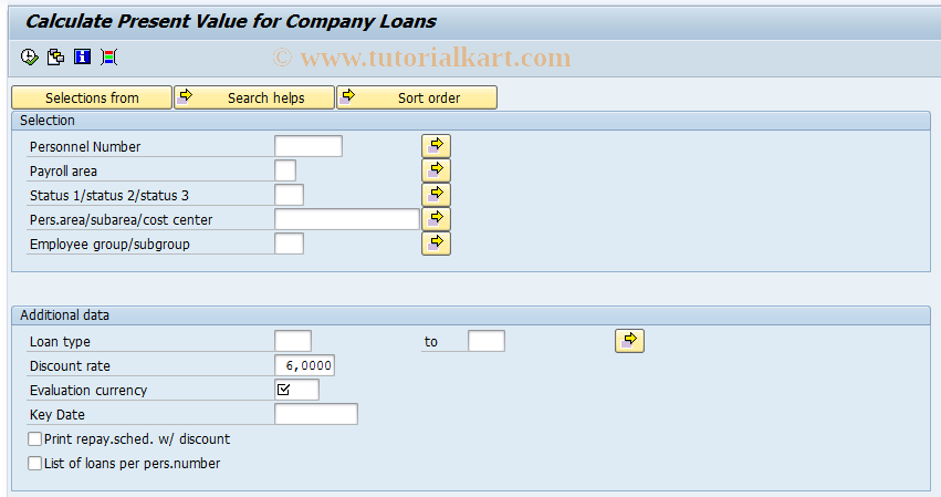 SAP TCode S_AHR_61015799 - Calc. Present Value for Company Loan