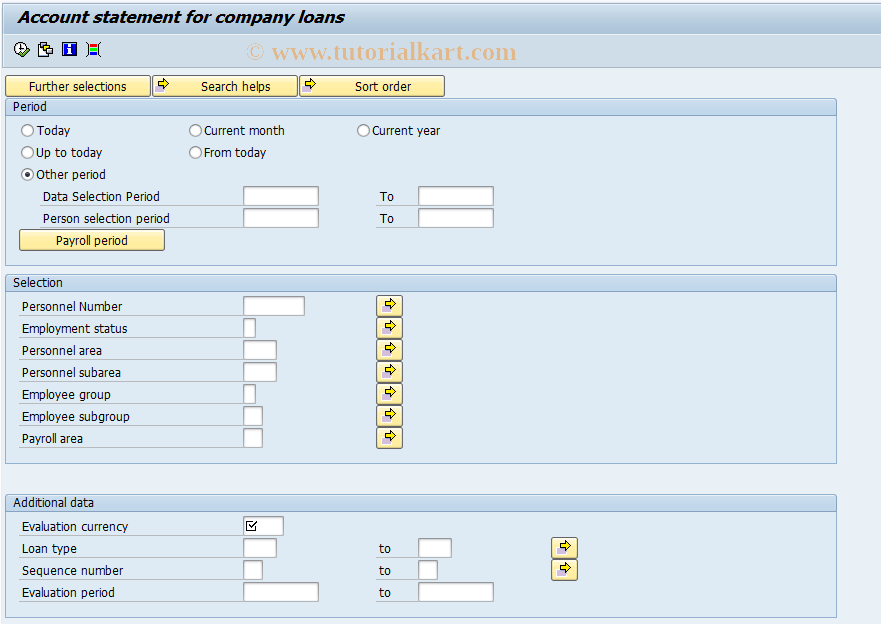 SAP TCode S_AHR_61015800 - Account Statement for Company Loans