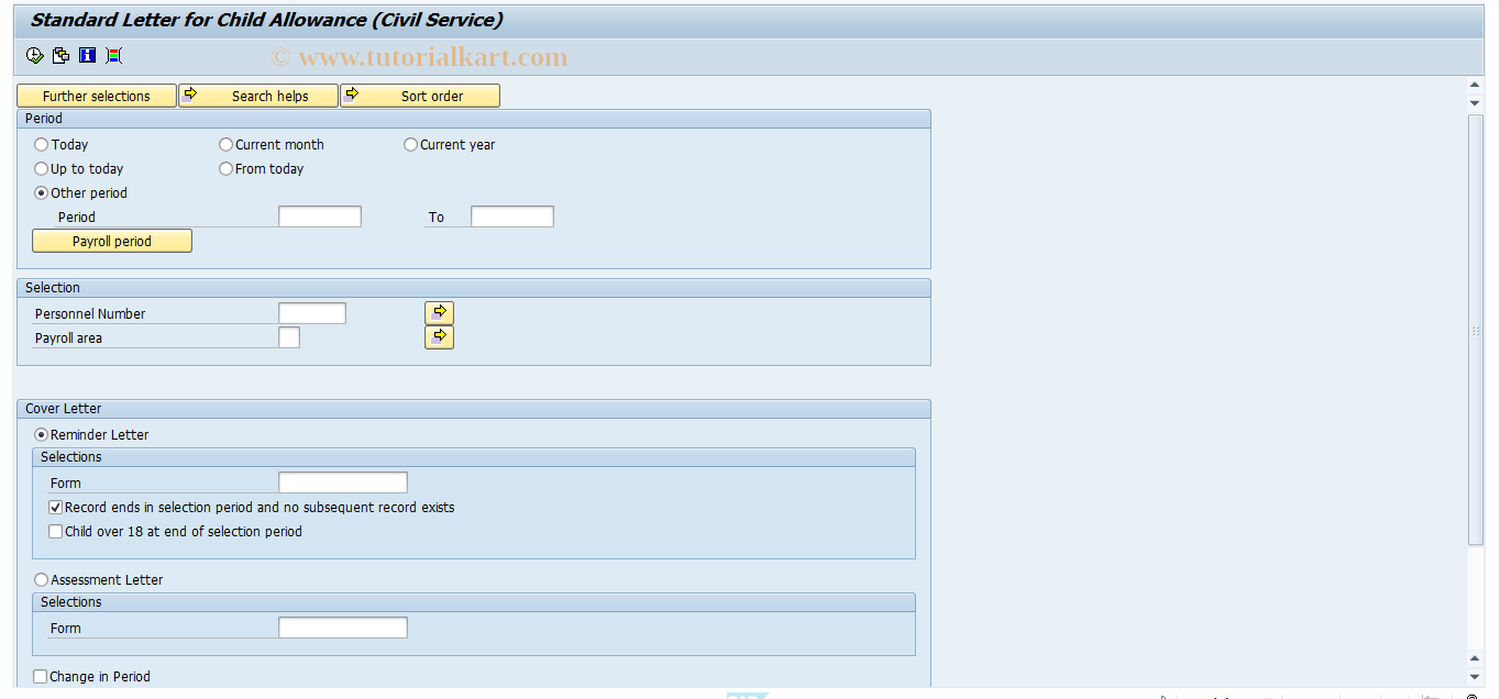 SAP TCode S_AHR_61015813 - Standard Letter for Child Allowance