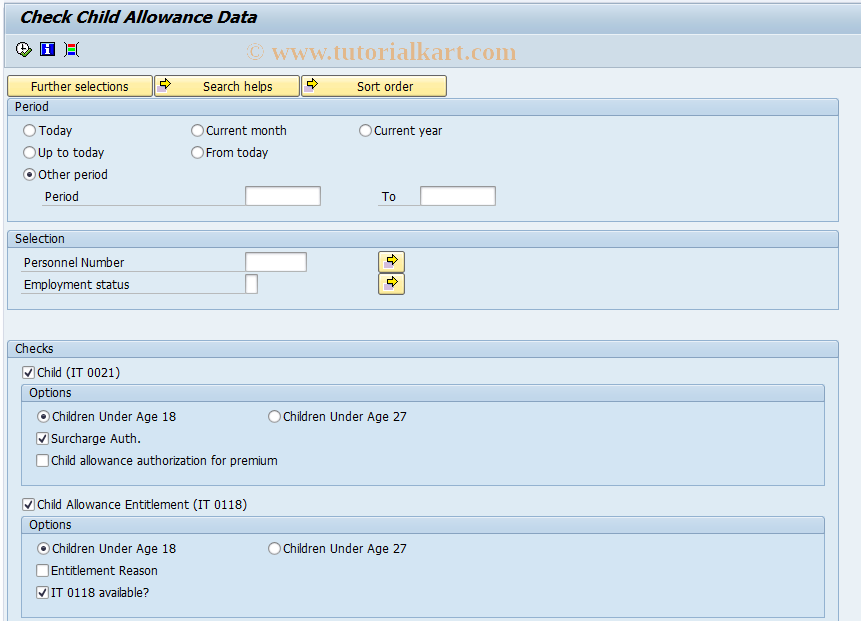 SAP TCode S_AHR_61015814 - Check Child Allowance Data