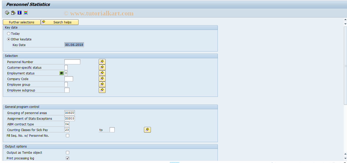 SAP TCode S_AHR_61015816 - Personnel statistics