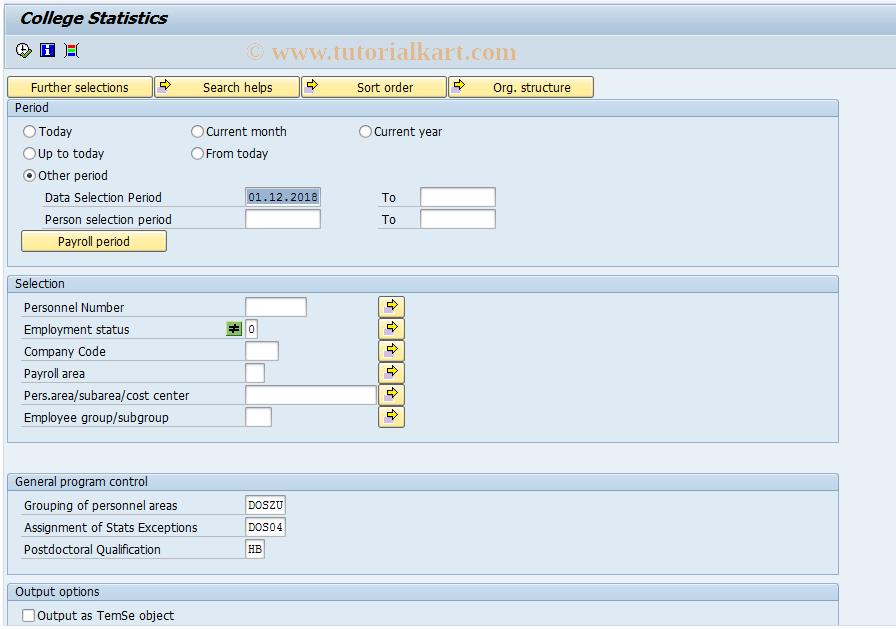 SAP TCode S_AHR_61015818 - College statistics