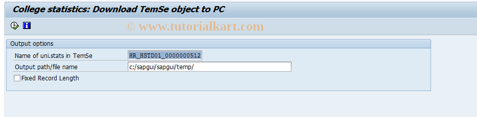 SAP TCode S_AHR_61015819 - College statistics: Download TemSe
