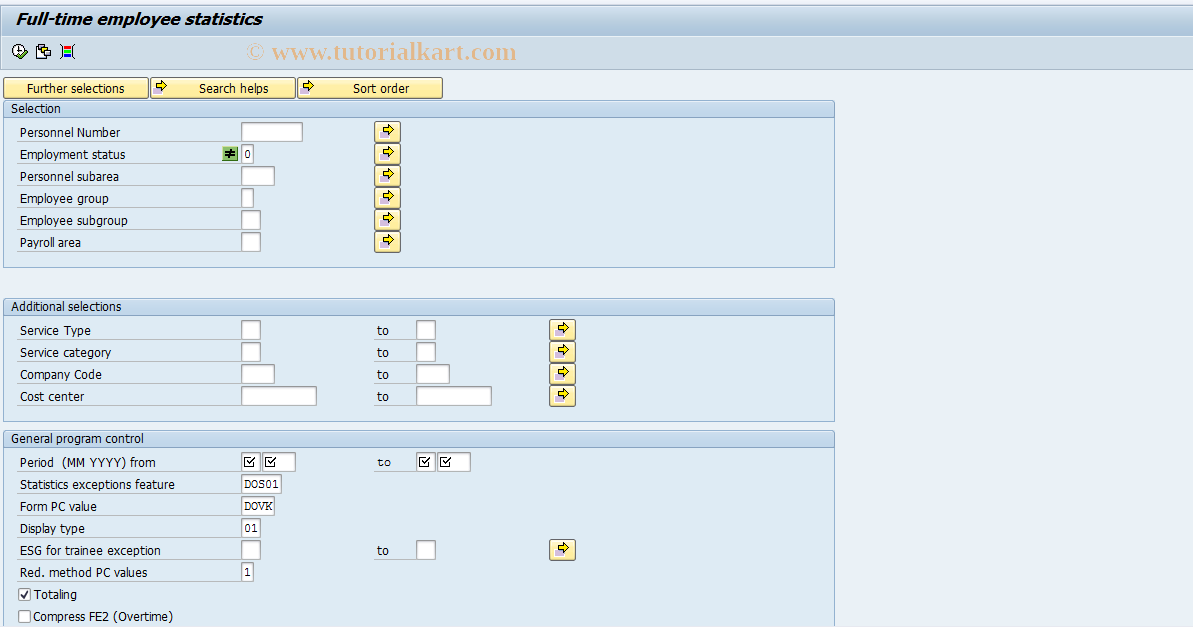 SAP TCode S_AHR_61015820 - Full-time employee statistics