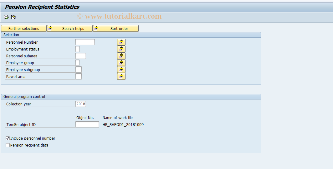 SAP TCode S_AHR_61015823 - Pension Recipient Statistics