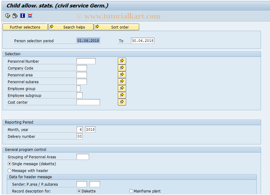 SAP TCode S_AHR_61015824 - Child Allow. Stats (Civil Service)