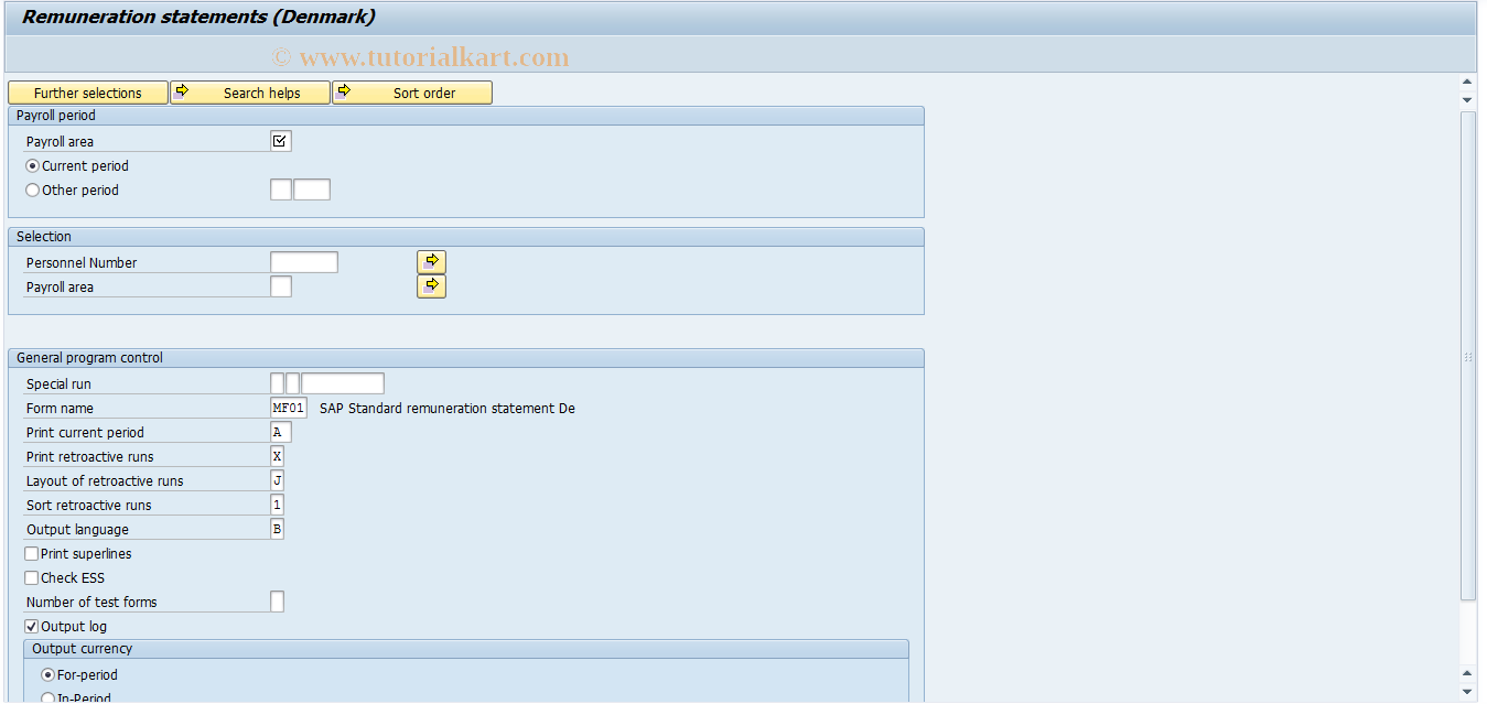 SAP TCode S_AHR_61015833 - Remuneration Statements (Denmark)