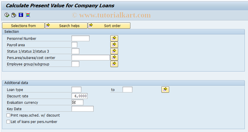 SAP TCode S_AHR_61015863 - Calc. Present Value for Company Loan