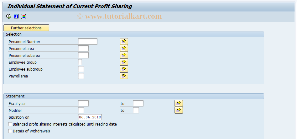 SAP TCode S_AHR_61015865 -  Individual Statement Current Profit Shar.