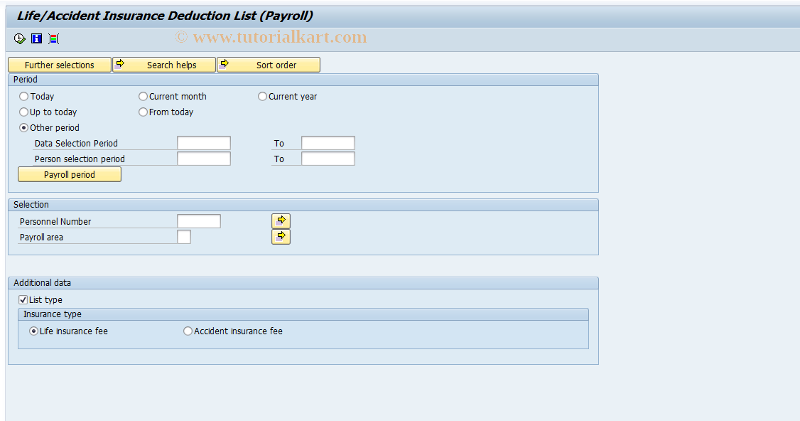 SAP TCode S_AHR_61015928 - Life/Accident Insurance Deduction Li