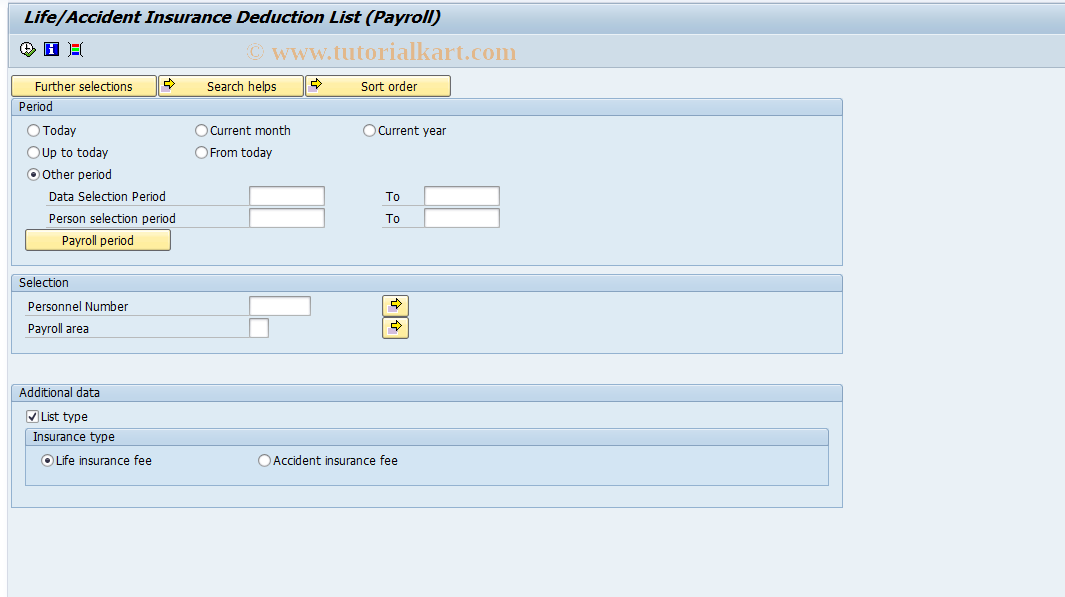 SAP TCode S_AHR_61015953 - Life/Accident Insurance Deduction Li