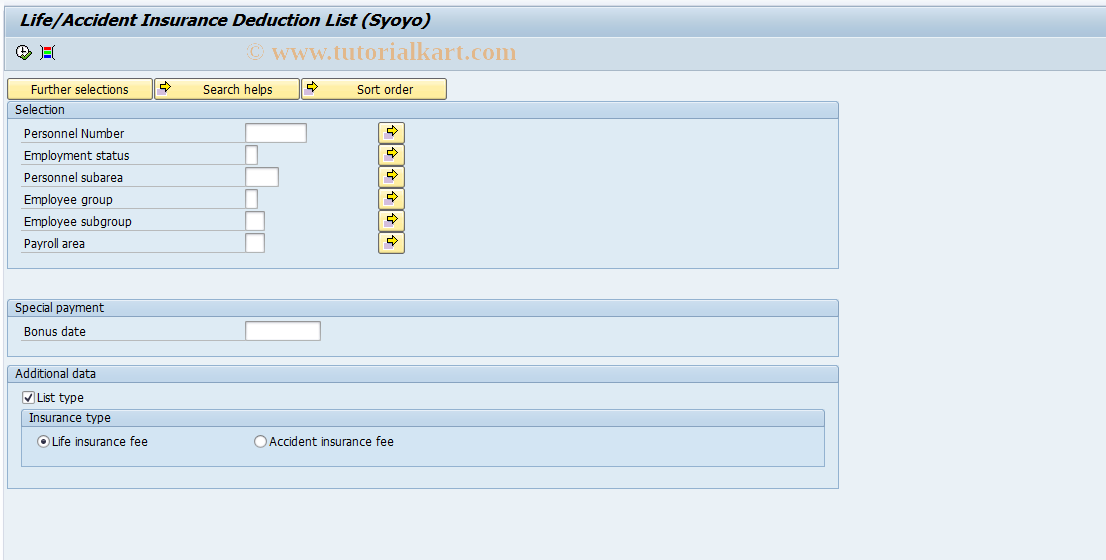 SAP TCode S_AHR_61015954 - Life/Accident Insurance Deduction Li