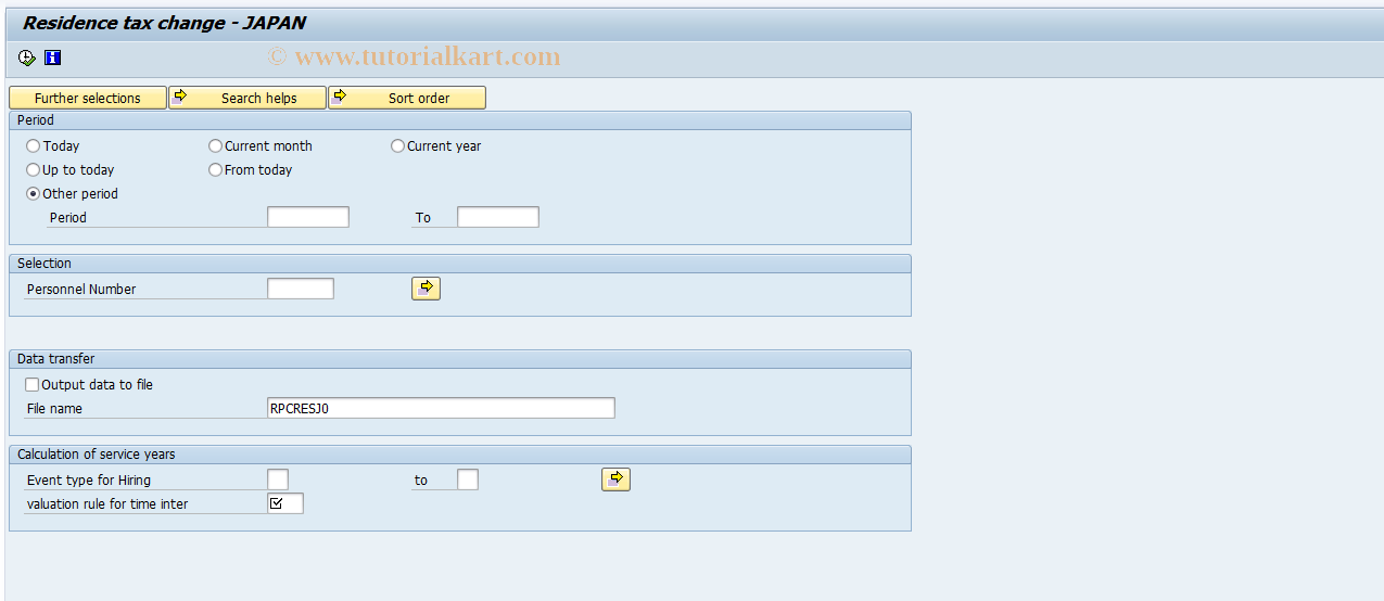 SAP TCode S_AHR_61015958 - Residence tax change - JAPAN